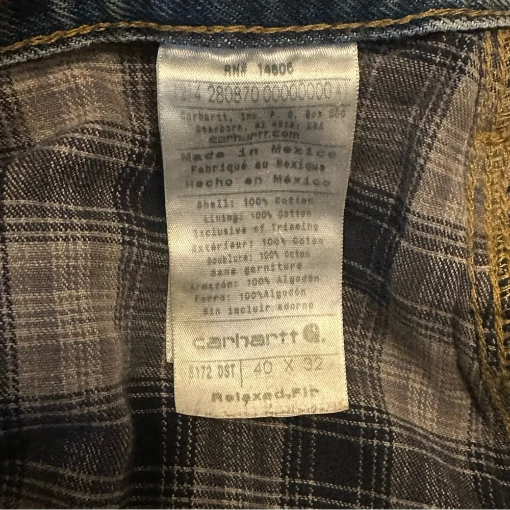 Carhartt Jeans Mens 40x32 Relaxed Flannel Lined Dark Wash Work Denim B172